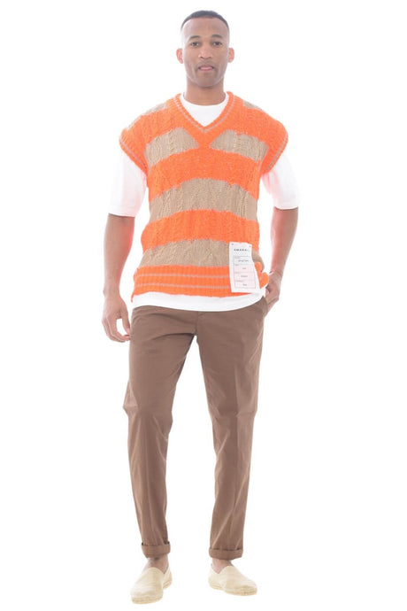 Amaranto gilet uomo in maglia con scollo a v