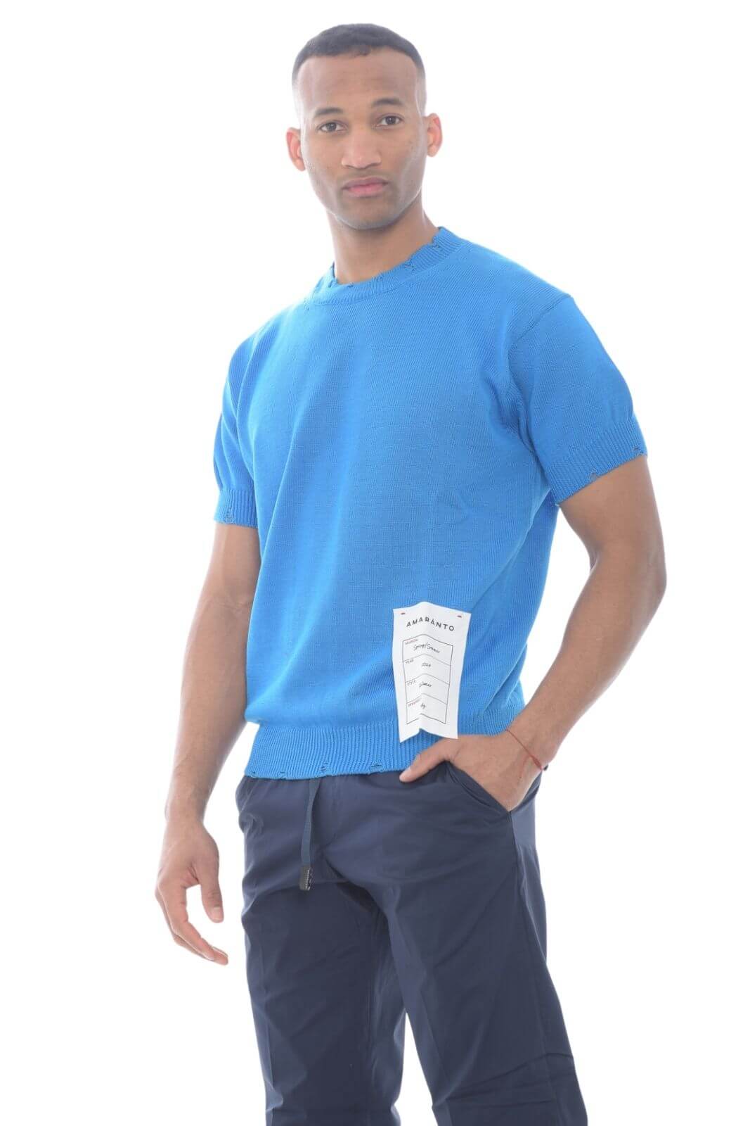 Amaranto maglia uomo maniche corte con usure