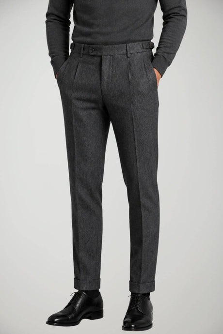Berwich Pantaloni Uomo in lana con pences / Grigio