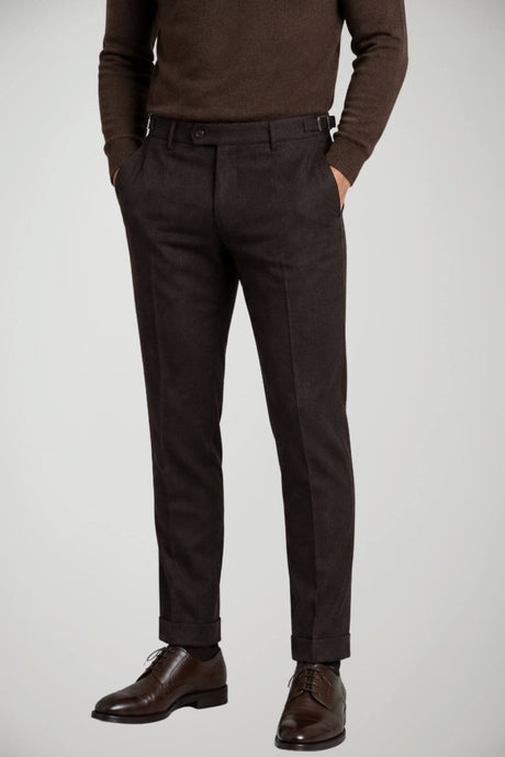 Berwich Pantaloni Uomo in lana con pences / Marrone