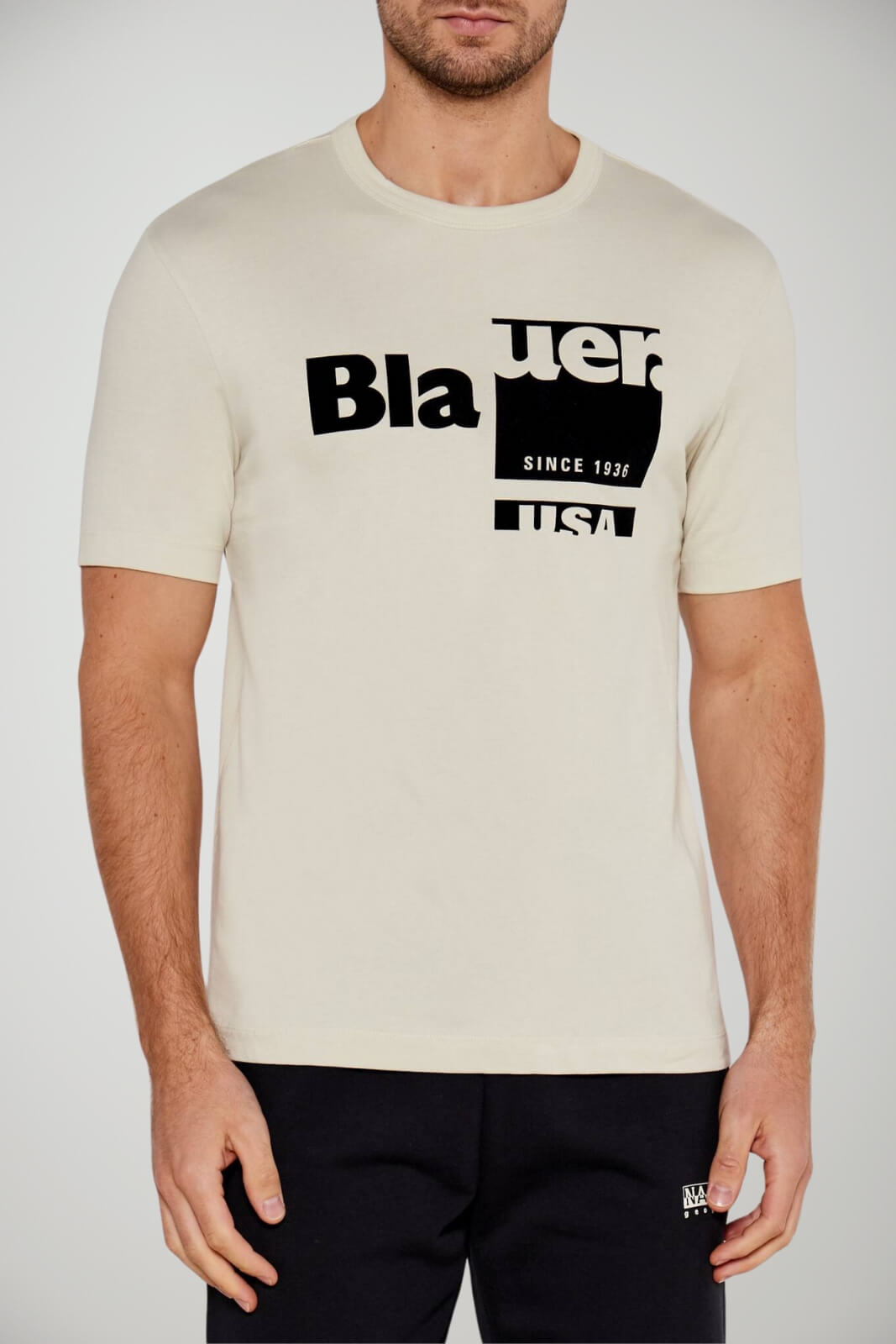 T-Shirt maniche corte uomo Blauer con stampa fronte 1