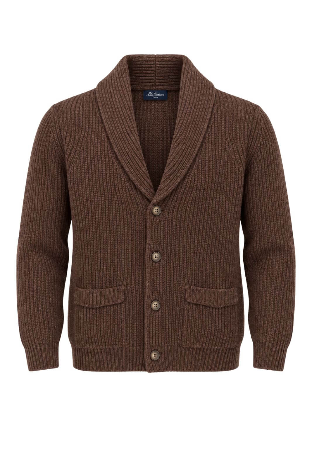 Blu Cashmere Cardigan Uomo a costa inglese / Cioccolato