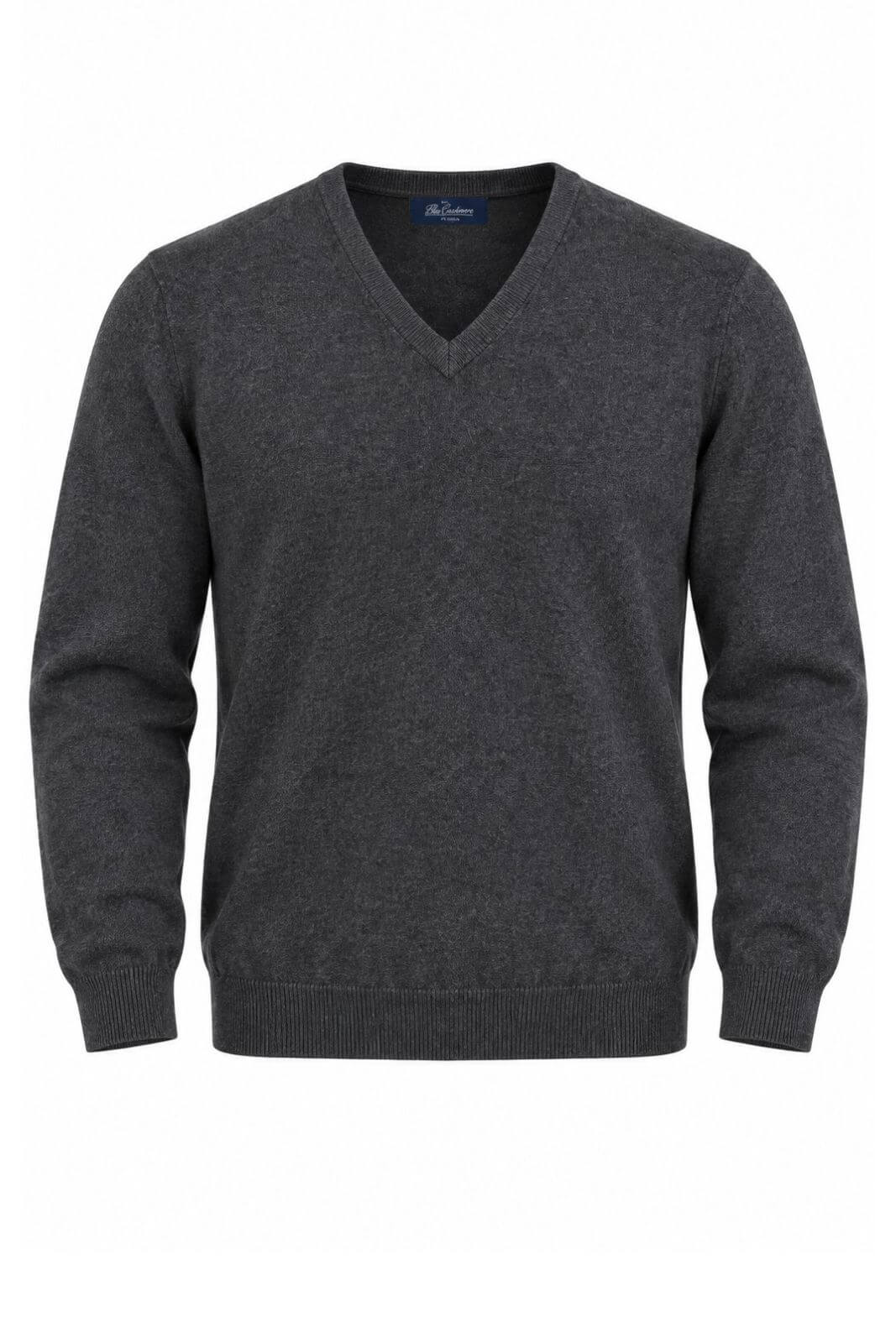 Blu Cashmere Maglia Uomo scollo a V / Antracite