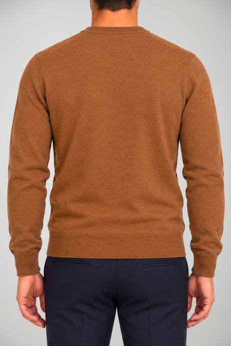 Blu Cashmere Maglia Uomo a girocollo / Caramello