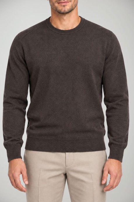 Blu Cashmere Maglia Uomo a girocollo / Marrone