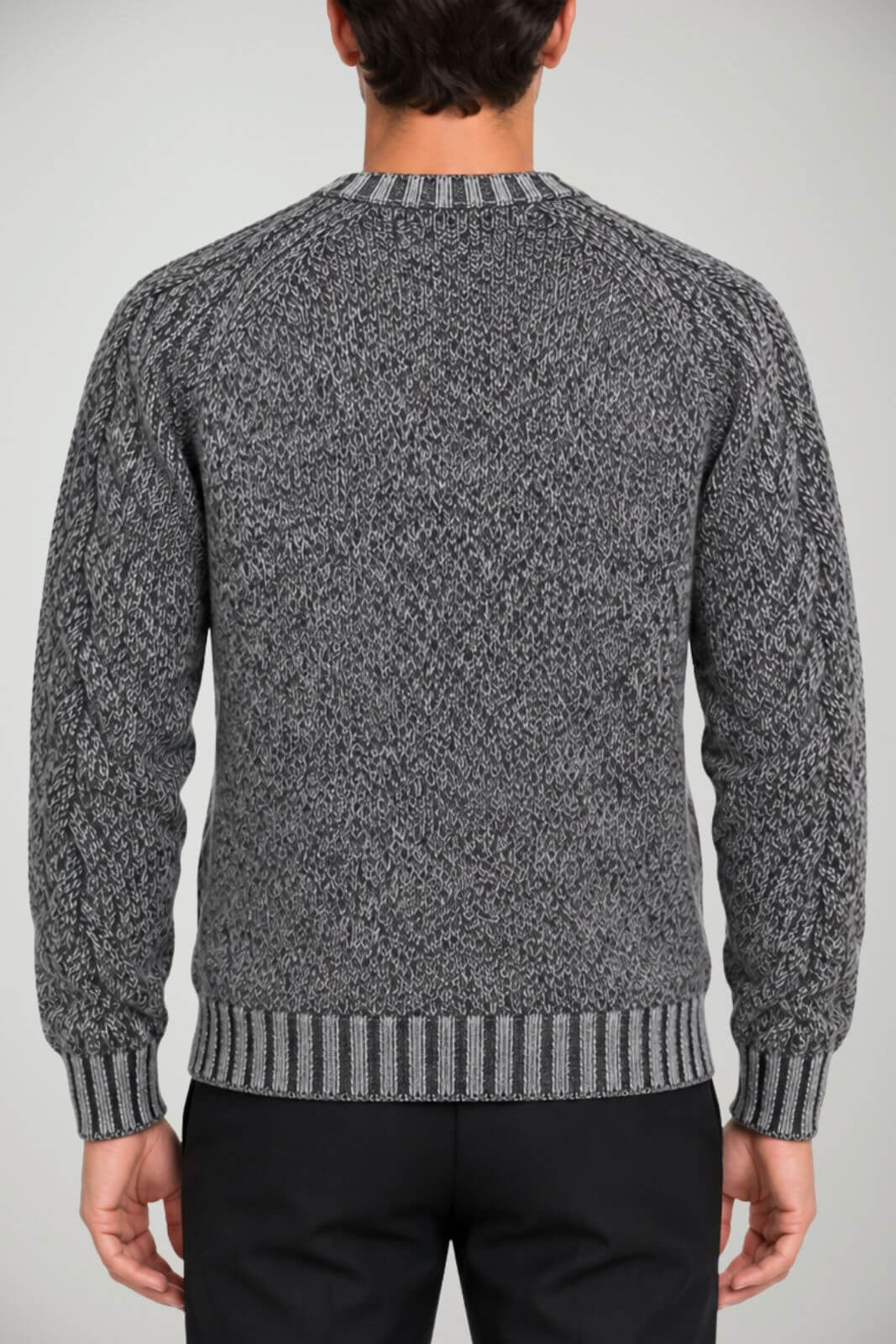 Blu Cashmere Maglia Uomo a girocollo in muliné / Grigio