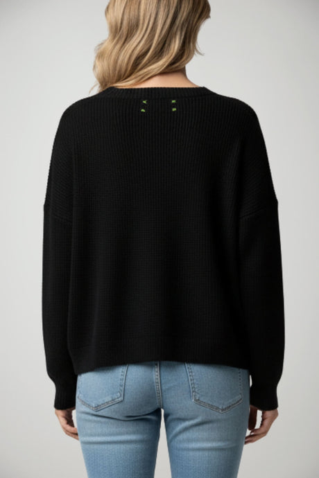 Suéter de cuello en V para mujer de marca única