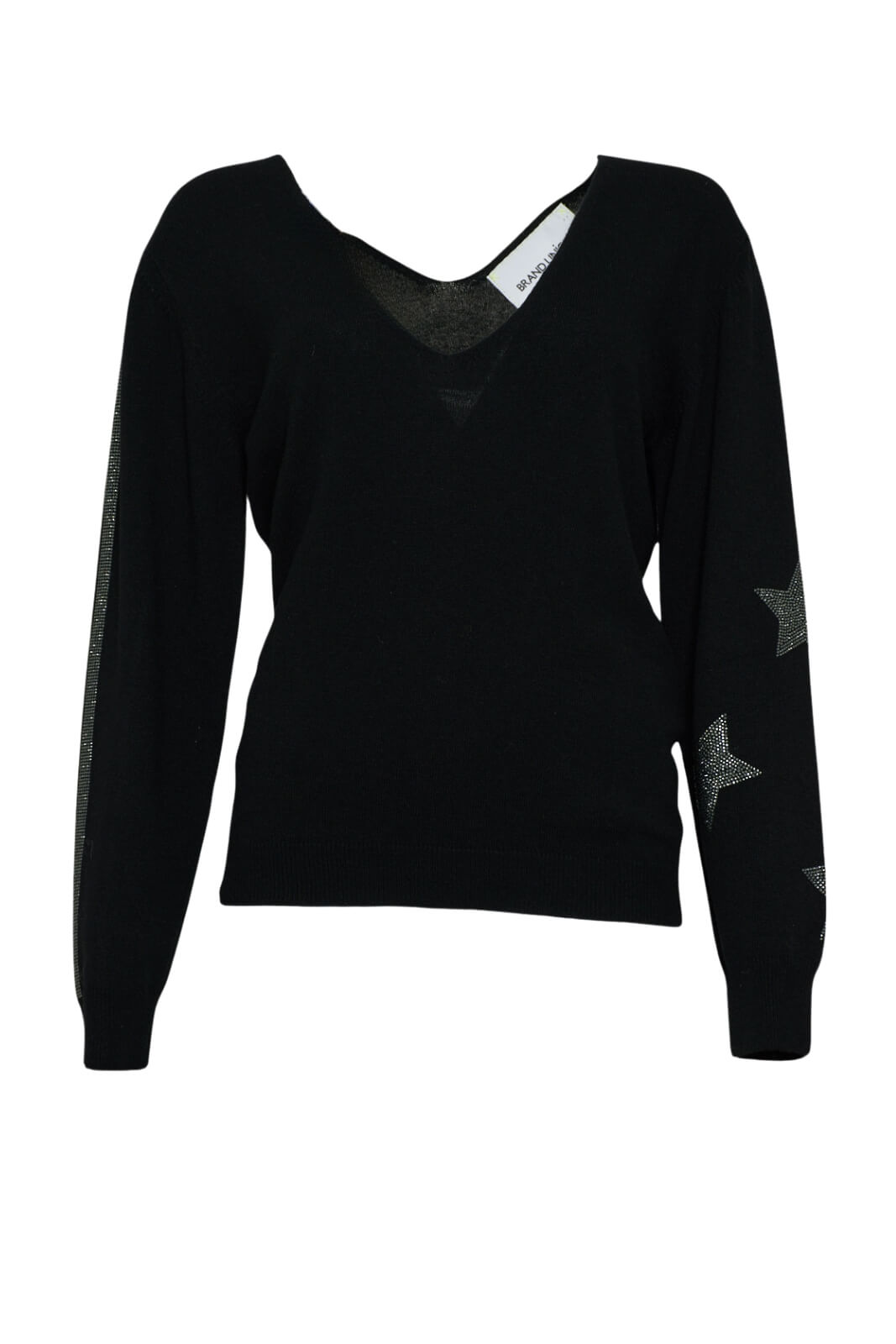 Maglia donna Brand Unique con scollo a V e strass fronte