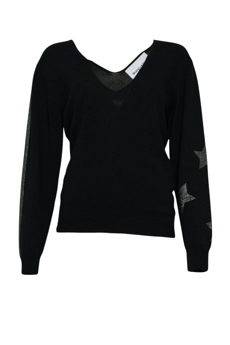 Maglia donna Brand Unique con scollo a V e strass fronte