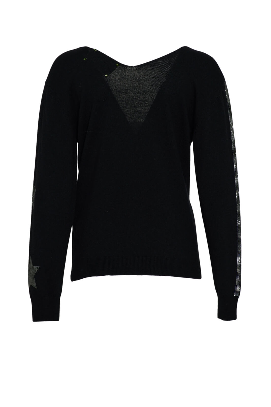 Maglia donna Brand Unique con scollo a V e strass retro