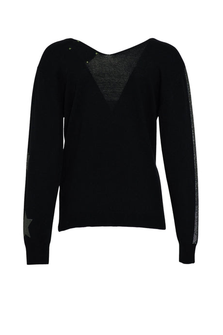 Maglia donna Brand Unique con scollo a V e strass retro