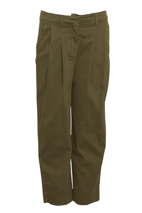 Pantalone da donna Brand Unique baggy con pences fronte verde militare