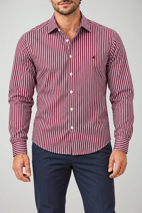 Brooksfield Camicia Uomo Slim Fit Striped / Bordeaux