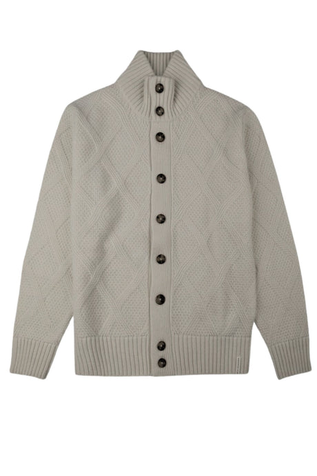 Cardigan da uomo Brooksfield in lana collo alto fronte grigio