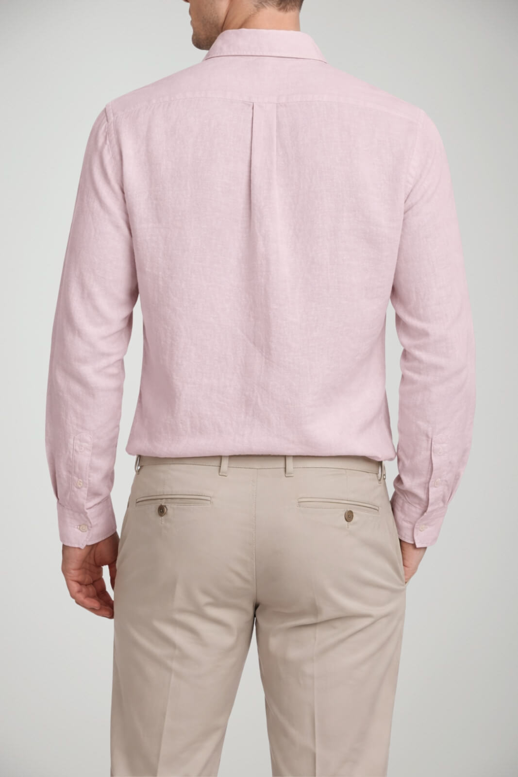 Camicia da uomo Brooksfield in lino a maniche lunghe con logo