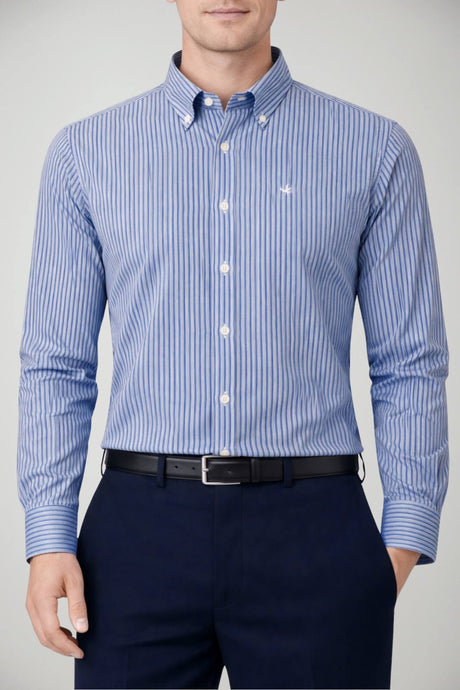 Camicia da uomo Brooksfield a righe con logo