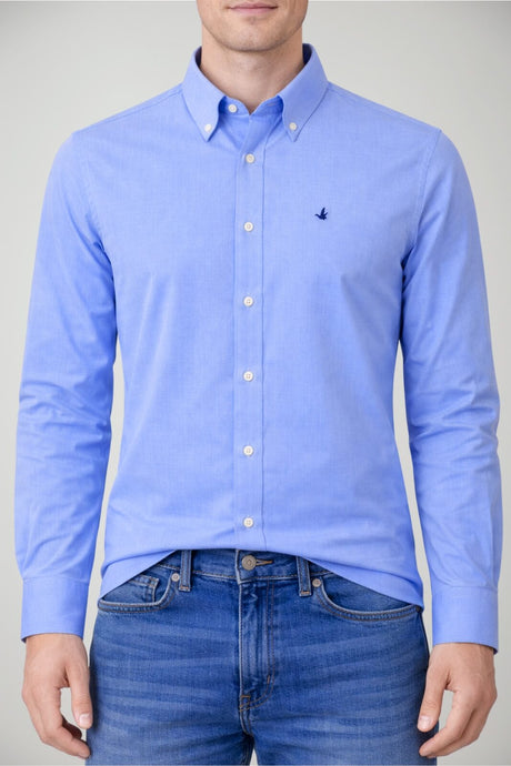 Camicia da uomo Brooksfield in cotone stretch con logo