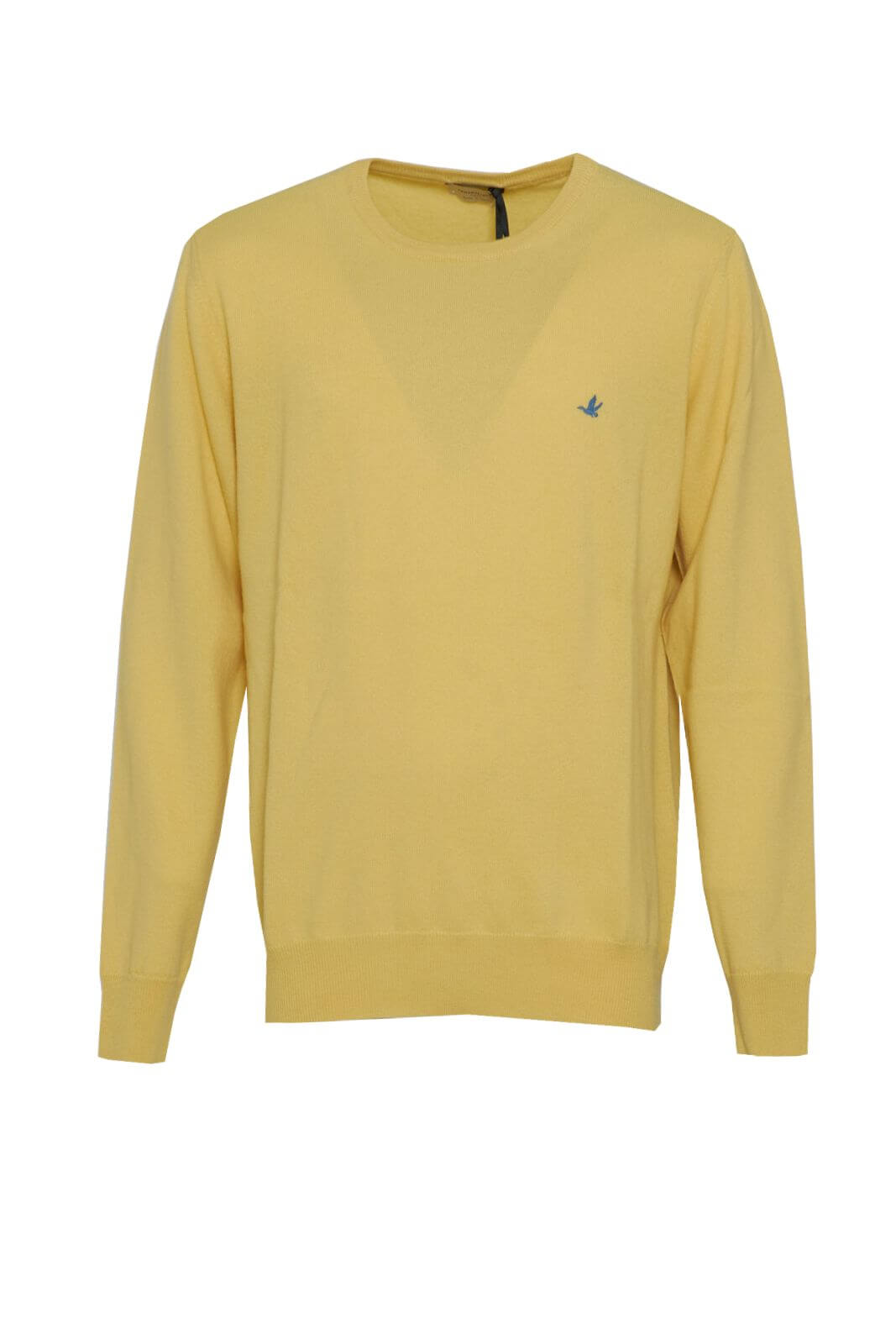 Maglia da uomo Brooksfield in lana a girocollo con logo fronte giallo