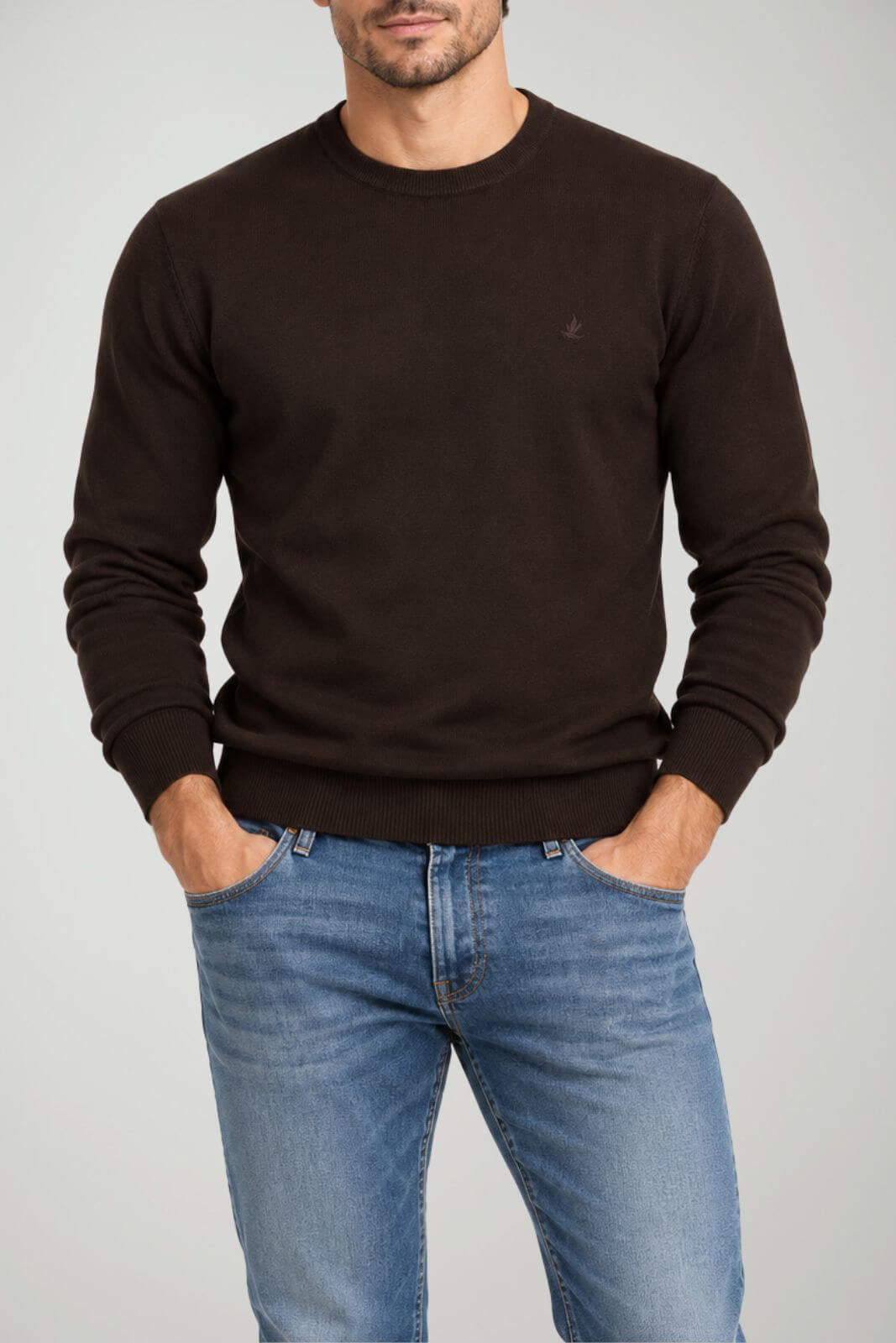 Brooksfield Maglia Uomo in lana / Castagno
