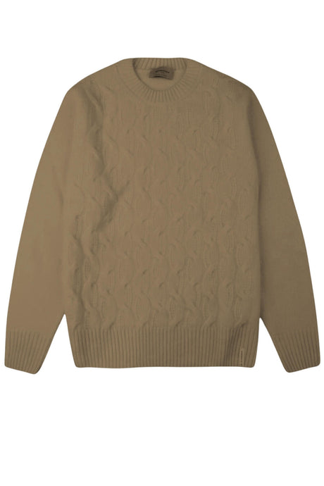 Maglione Brooksfield da uomo in lana a trecce fronte tortora