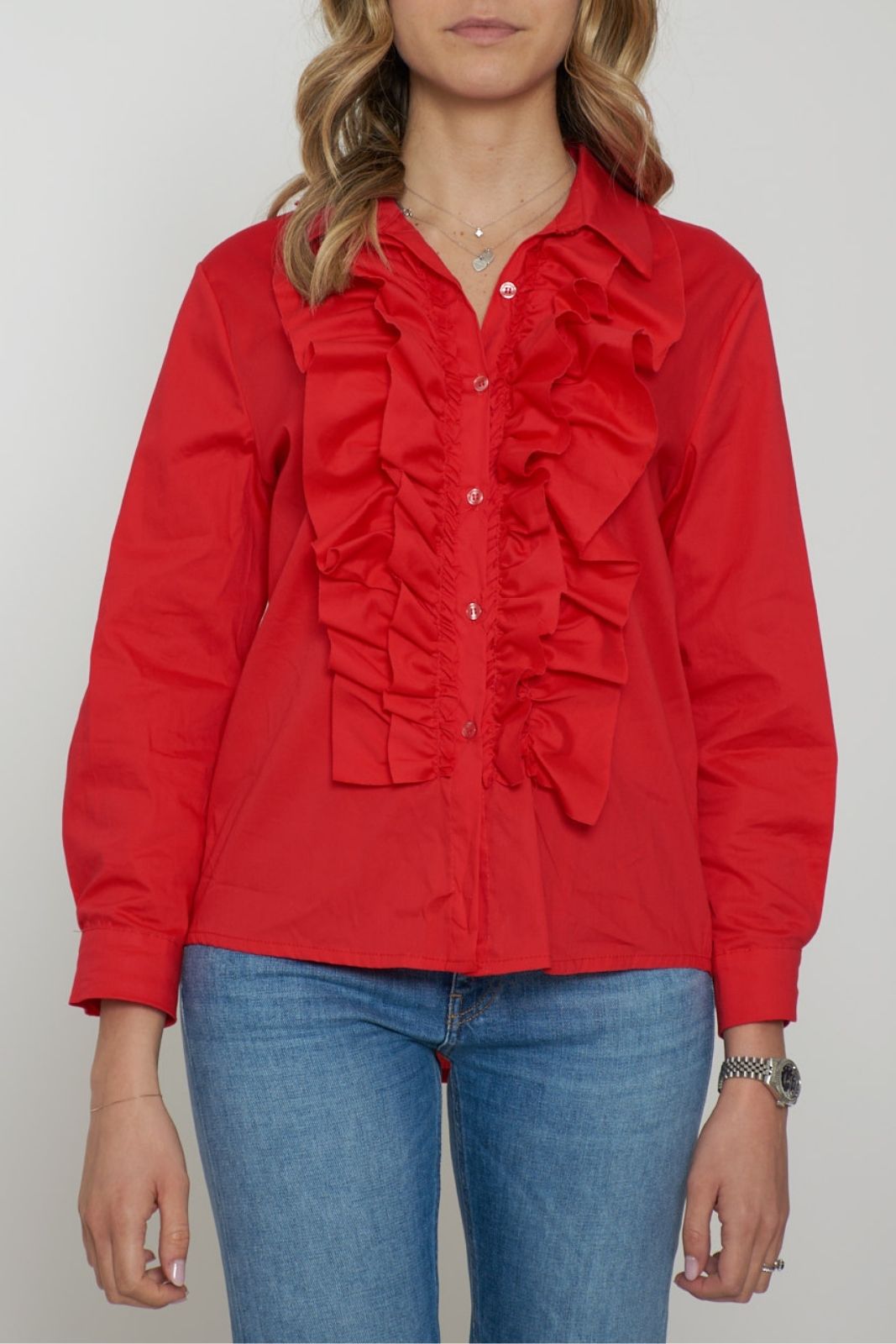 Camisa de mujer Joleen con volantes centrales