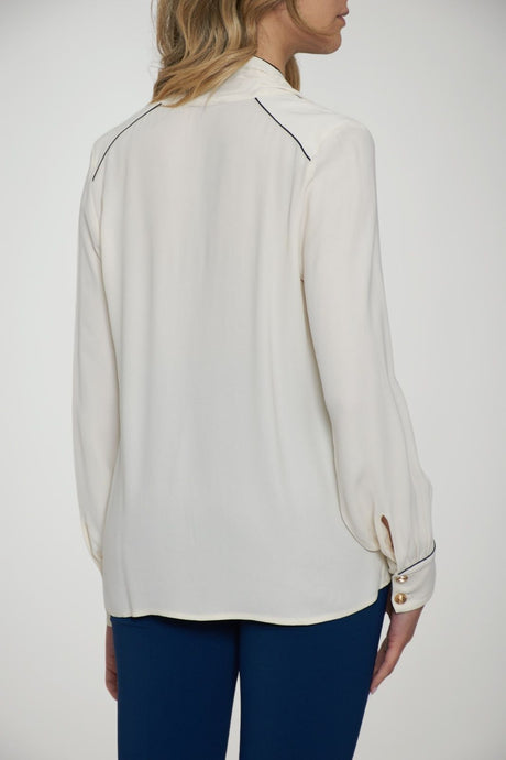 Elisabetta Franchi women's georgette shirt with scarf and piping
