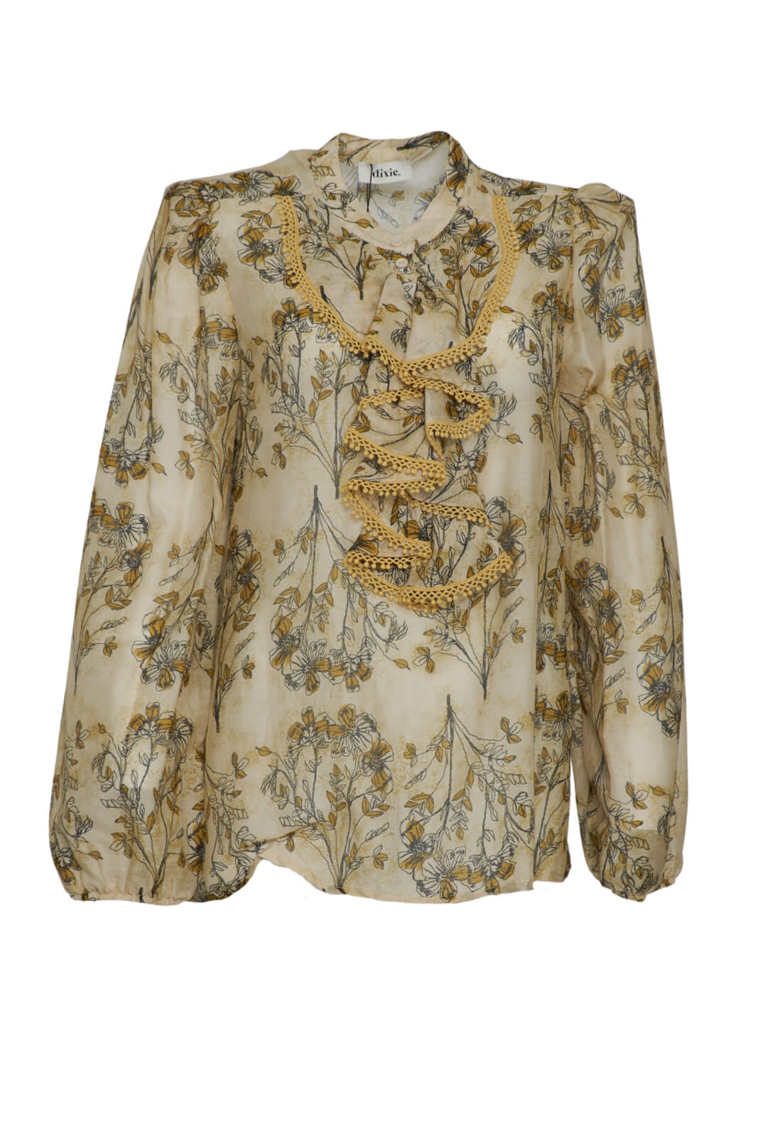 Camisa Dixie para mujer con volantes centrales