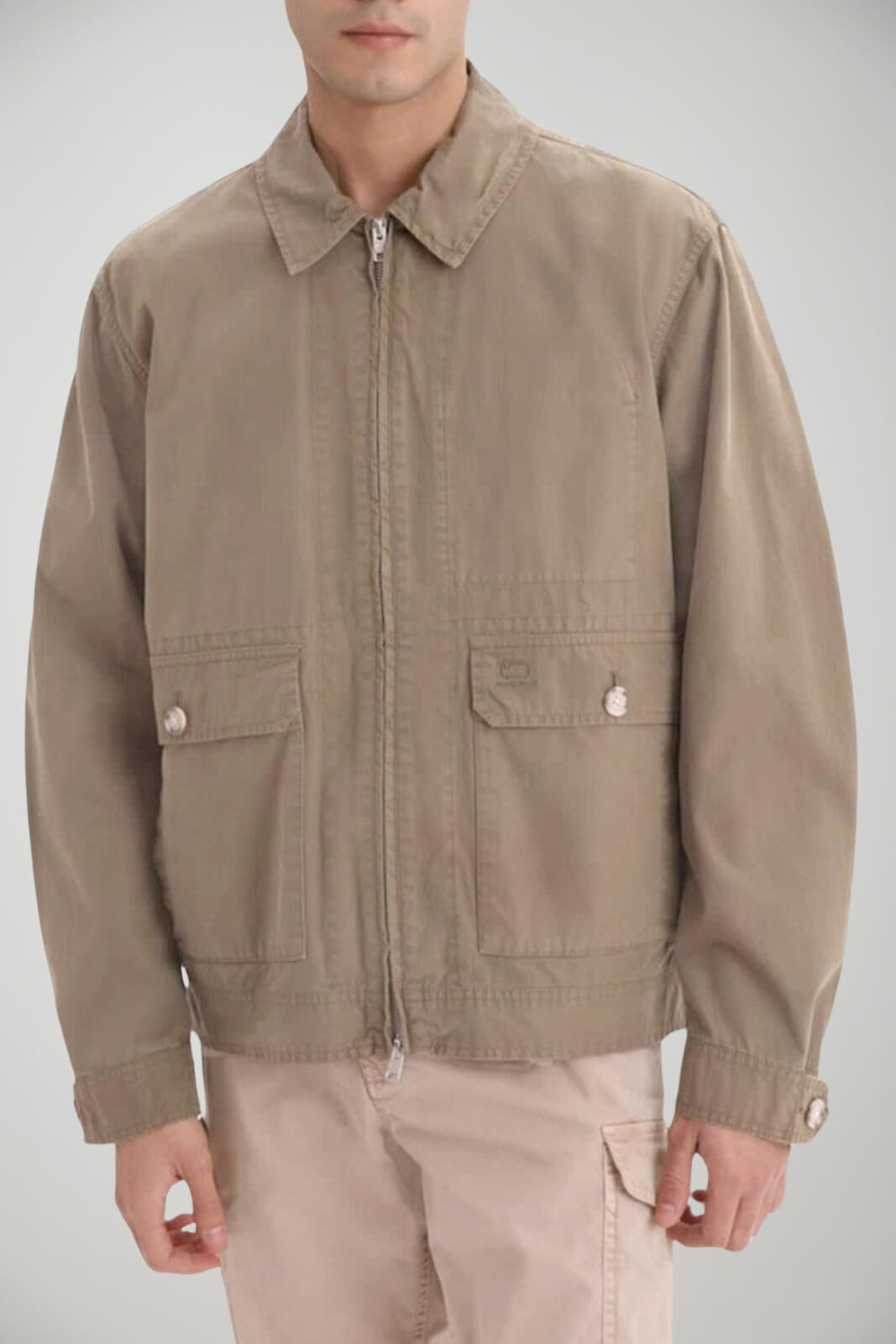 Woolrich Men's Bomber in GARMENT DYED jersey