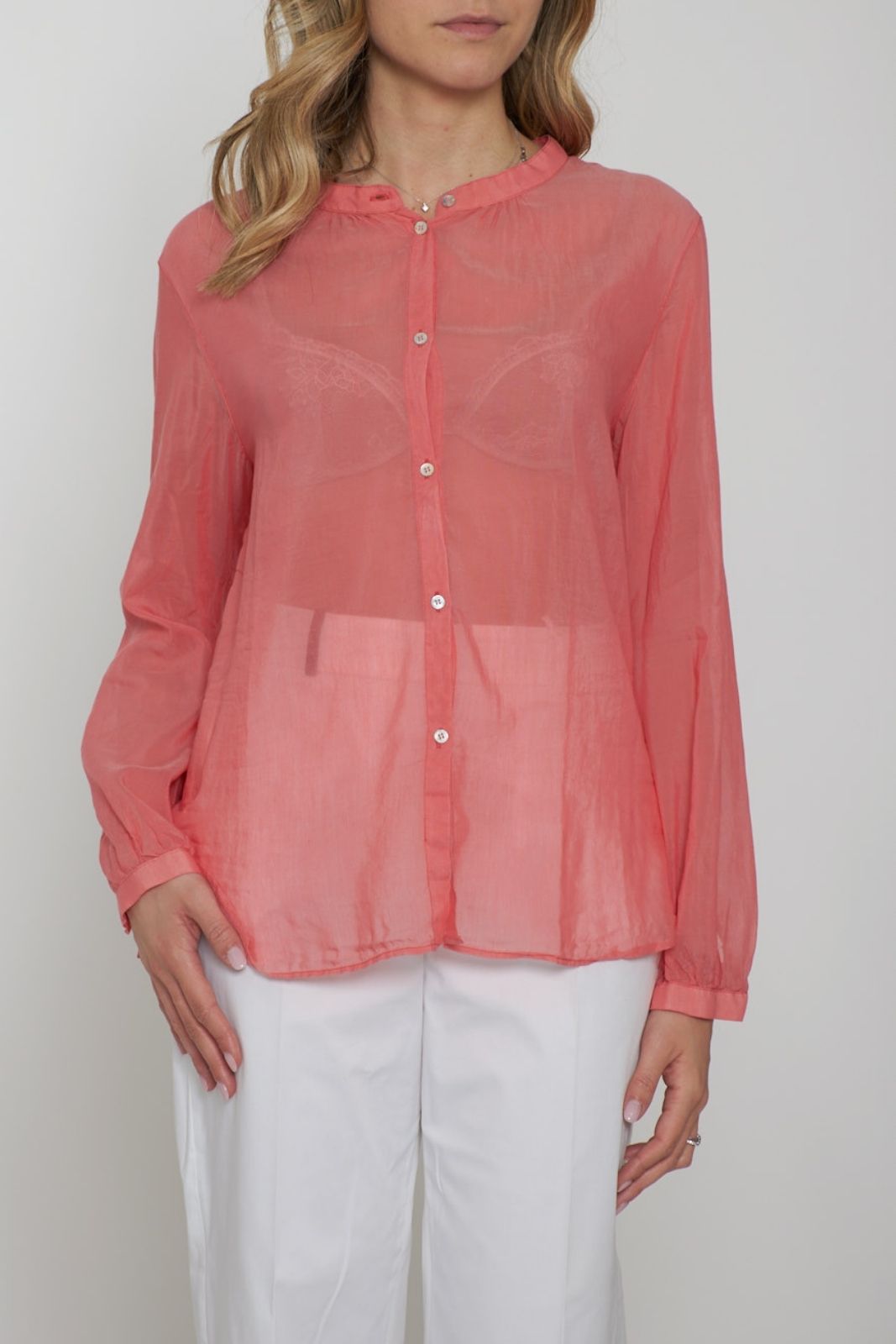 Zhelda Camicia Donna coreana in voilè di cotone e seta