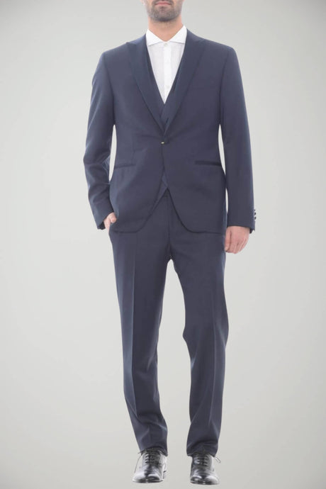 Abito uomo Canali monopetto con panciotto in stampa pied de poule