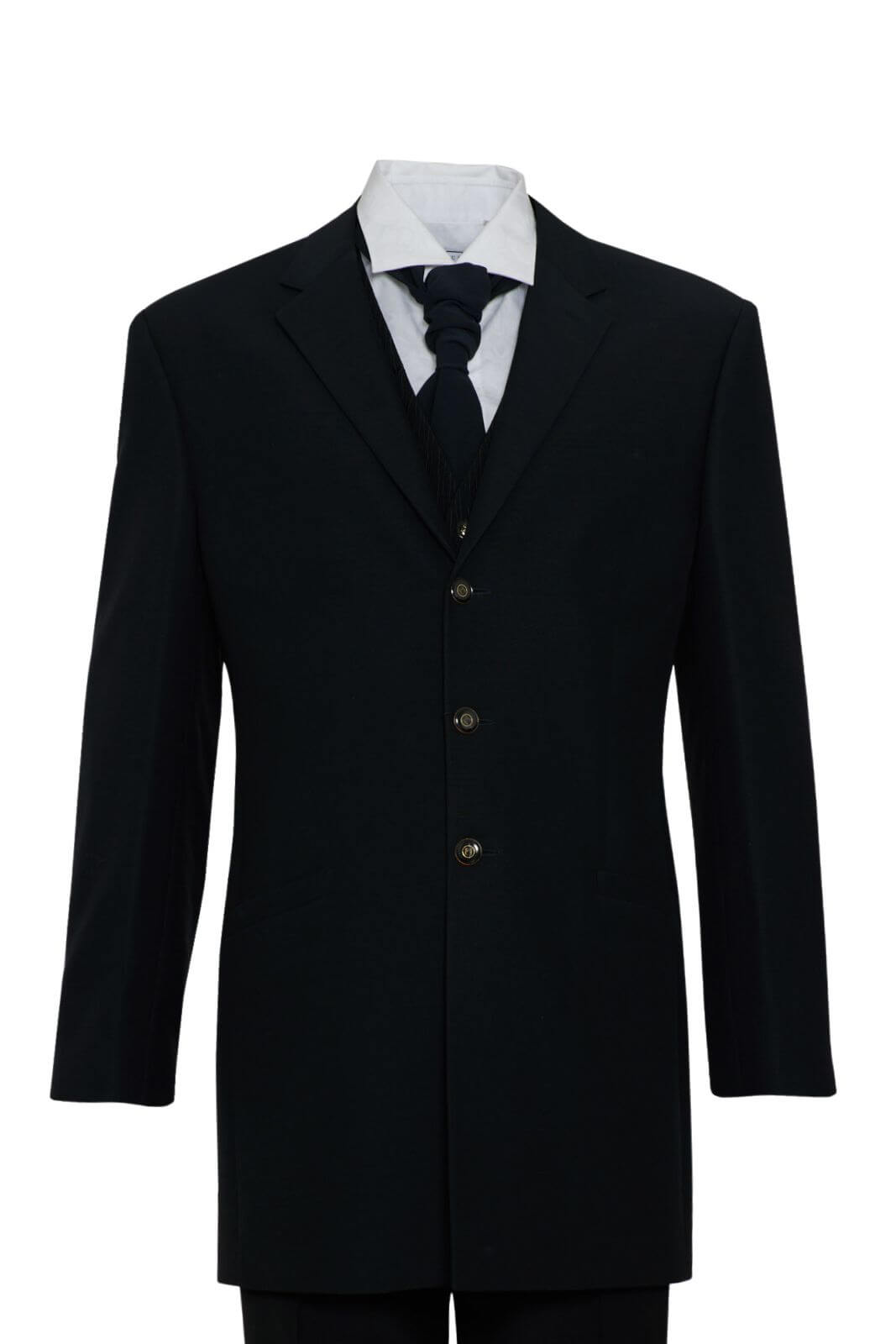 Giacca monopetto a tre bottoni e cravatta fronte