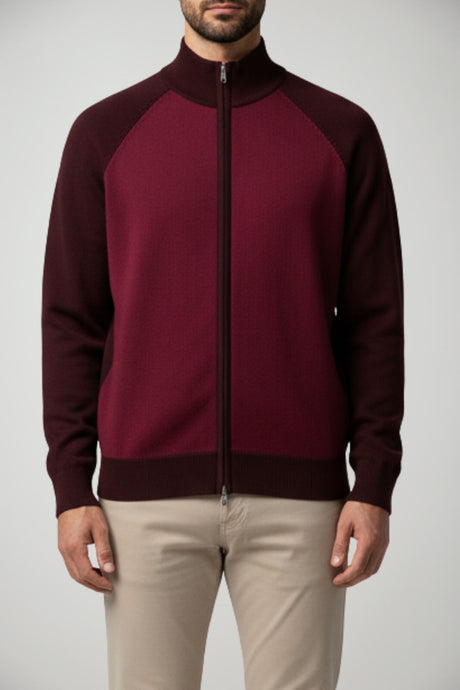 Cardigan da uomo Cashmere Company full zip con manica raglan