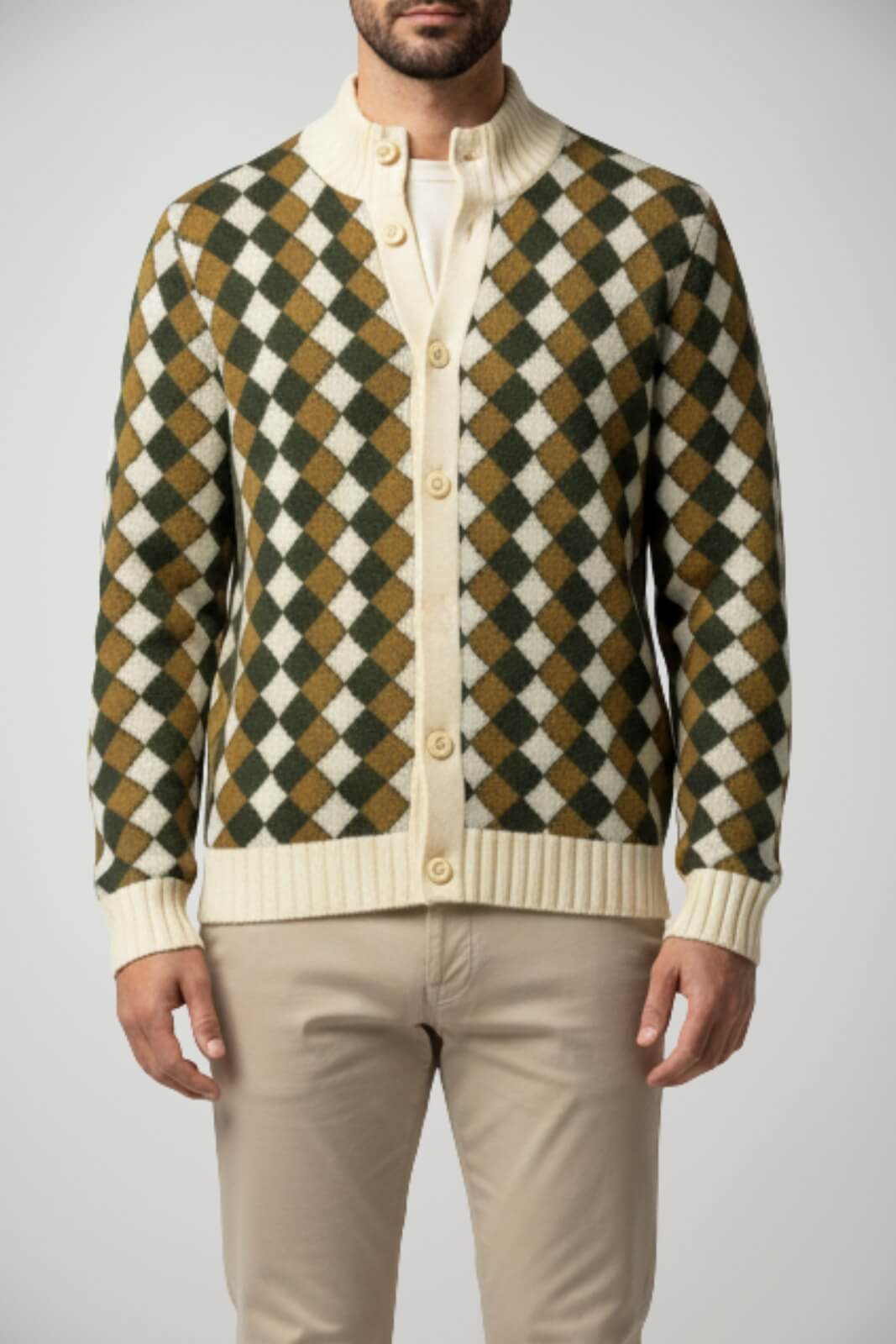 Cardigan da uomo Cashmere Company in lana a losanghe