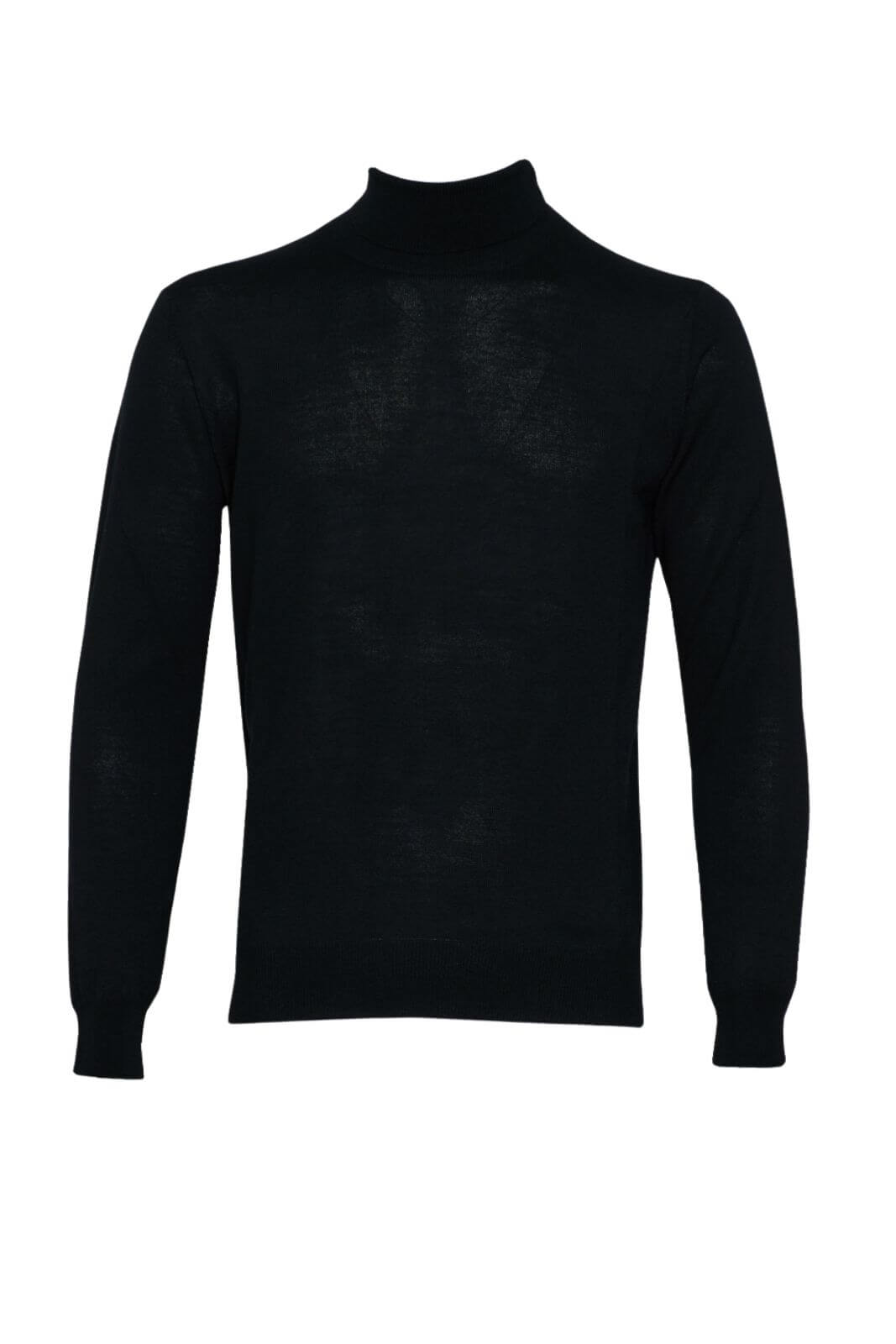 Dolcevita Cashmere e Company da uomo a tinta unita in lana merinos fronte colore nero