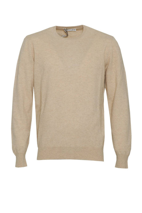 Maglia da uomo Cashmere e Company a girocollo in cashmere a tinta unita fronte color sabbia