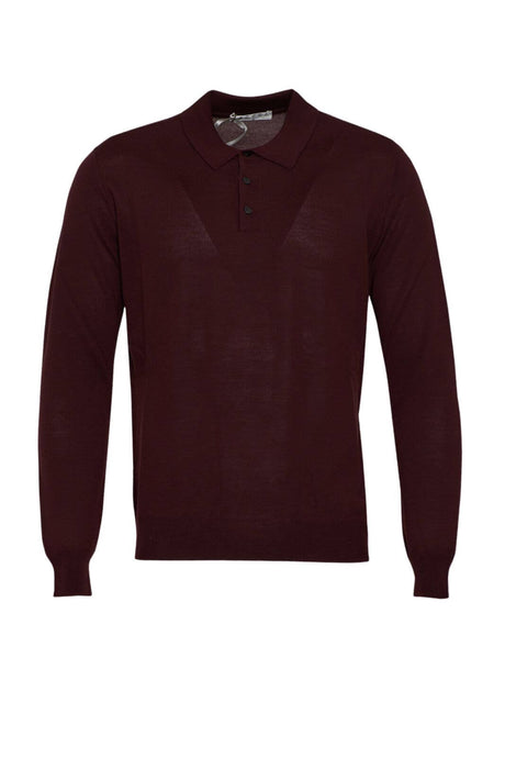 Polo da uomo Cashmere e Company in lana rasata a tinta unita fronte color bordeaux