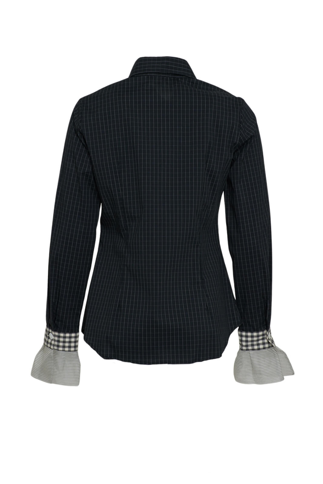 Camicia donna gessata con volant retro