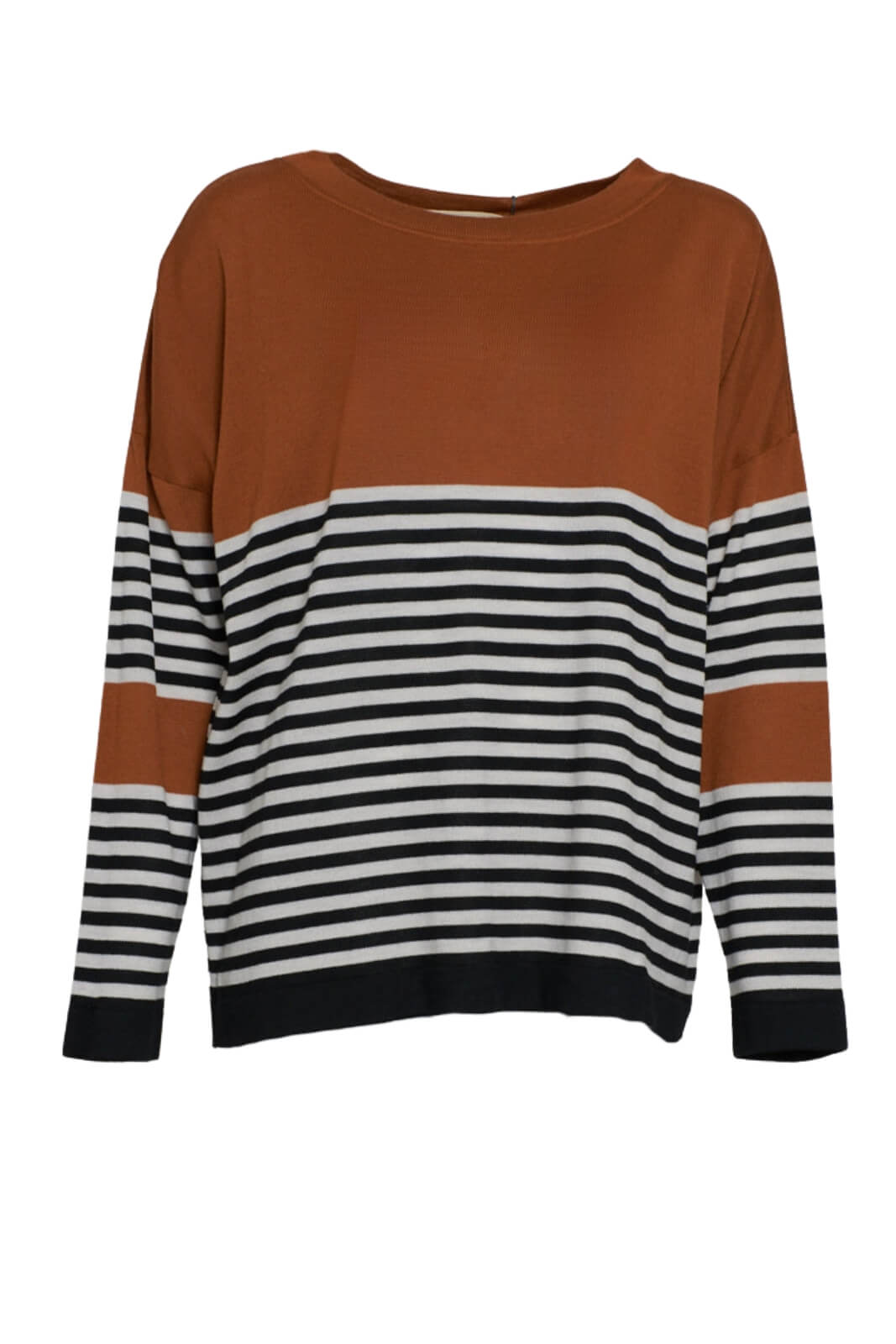 Maglia donna girocollo rigata fronte