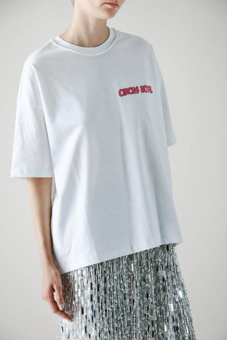 Circus Hotel T-shirt Donna con Stampa Posteriore in Cotone