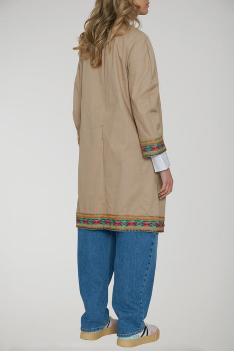Francesca Bassi Women's Trench Coat with Tapestry-Effect Embroidery