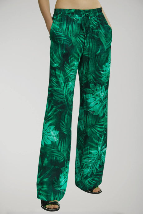 Ermanno Firenze Women's Trousers TROPICAL LEAVES