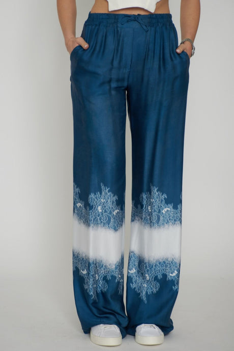 Ermanno Firenze Women's Trousers with Lace Print