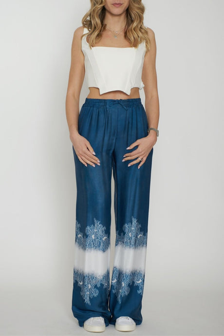 Ermanno Firenze Women's Trousers with Lace Print