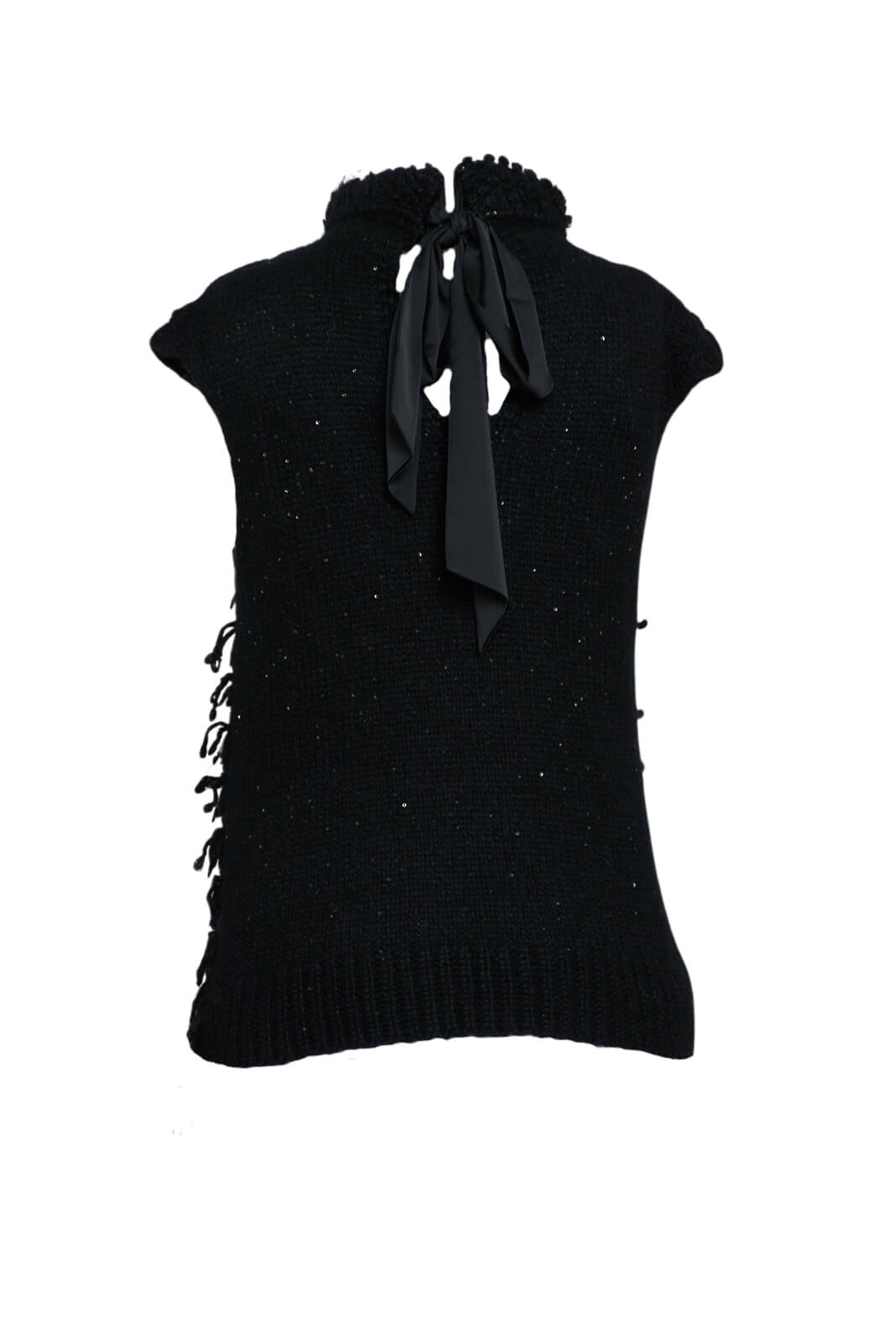 Maglia donna smanicata con frange retro