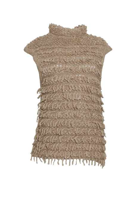 D Exterior Women's Sweater with Fringes and Bow