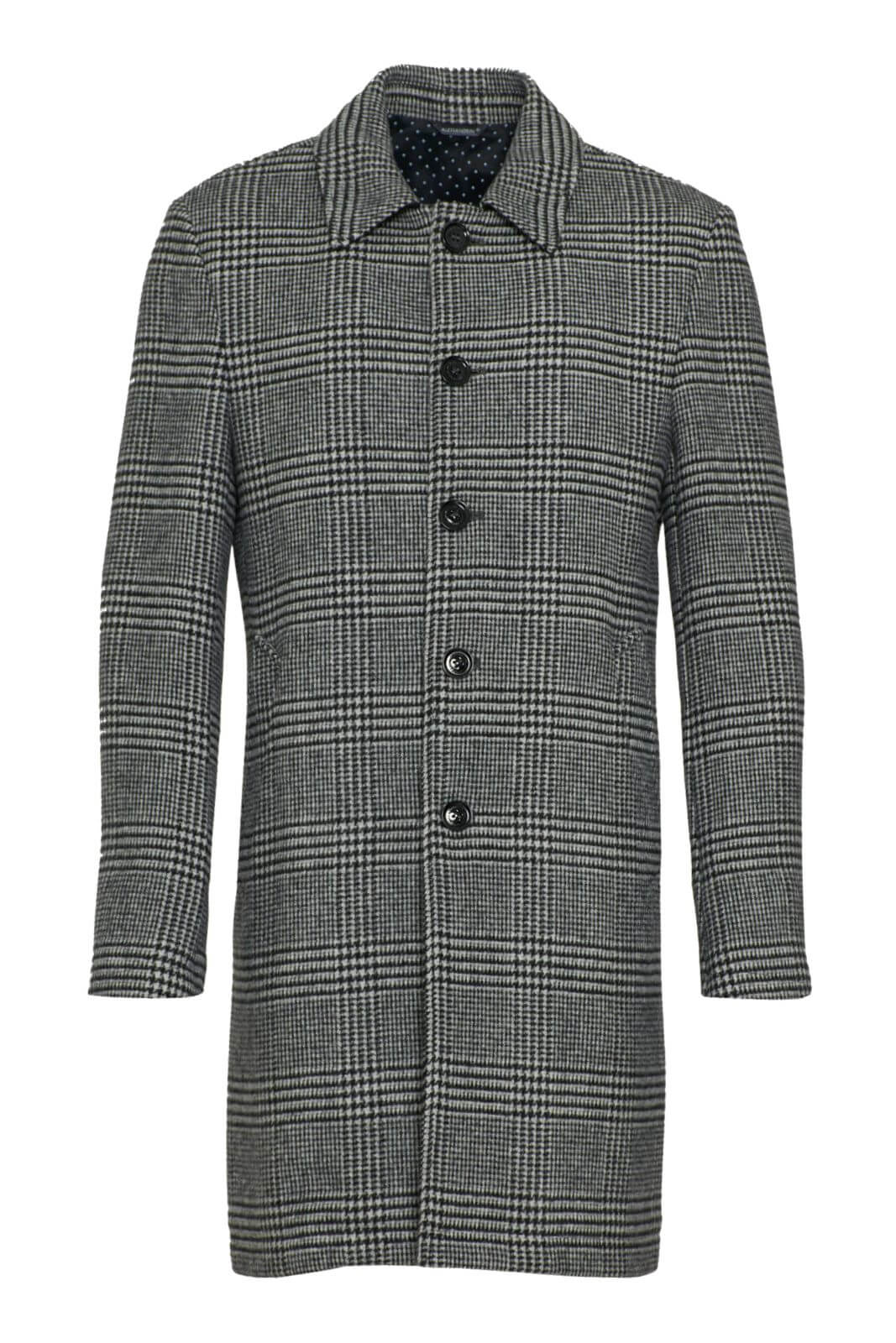 Cappotto lungo da uomo Daniele Alessandrini monopetto a quadri fronte