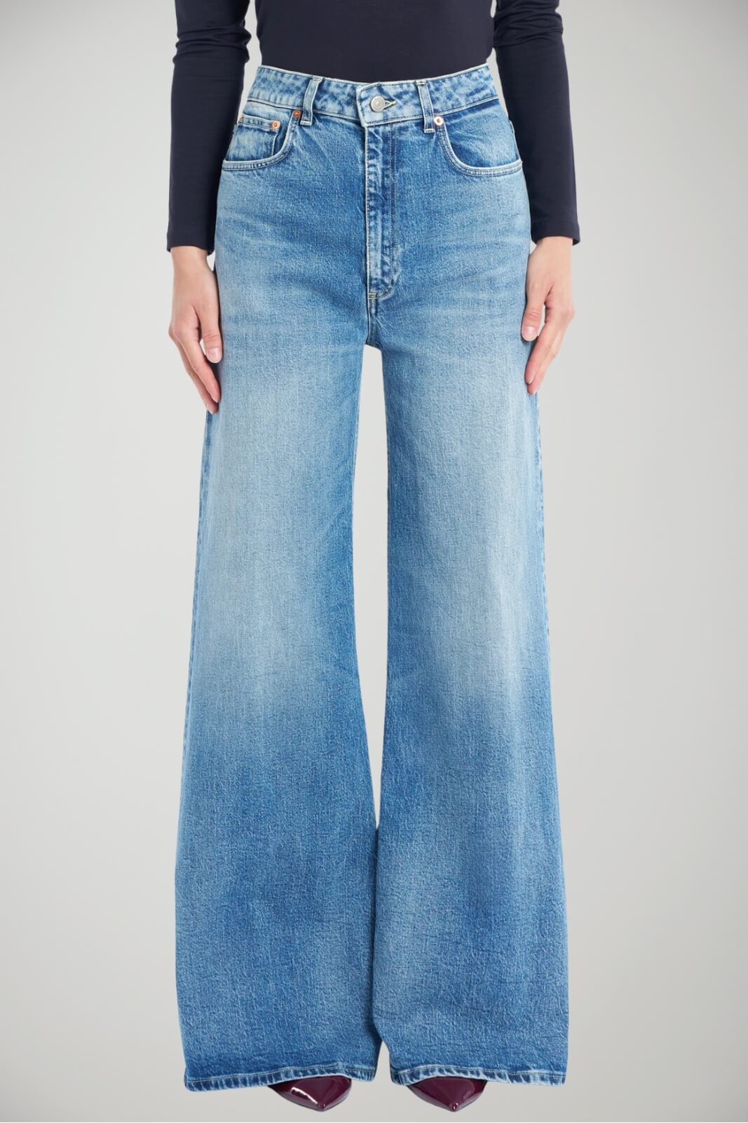 Jeans da donna Dondup a gamba ampia cinque tasche fronte 1