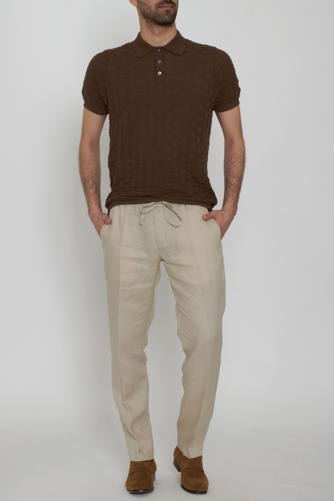 Cashmere Company men's polo in yarn