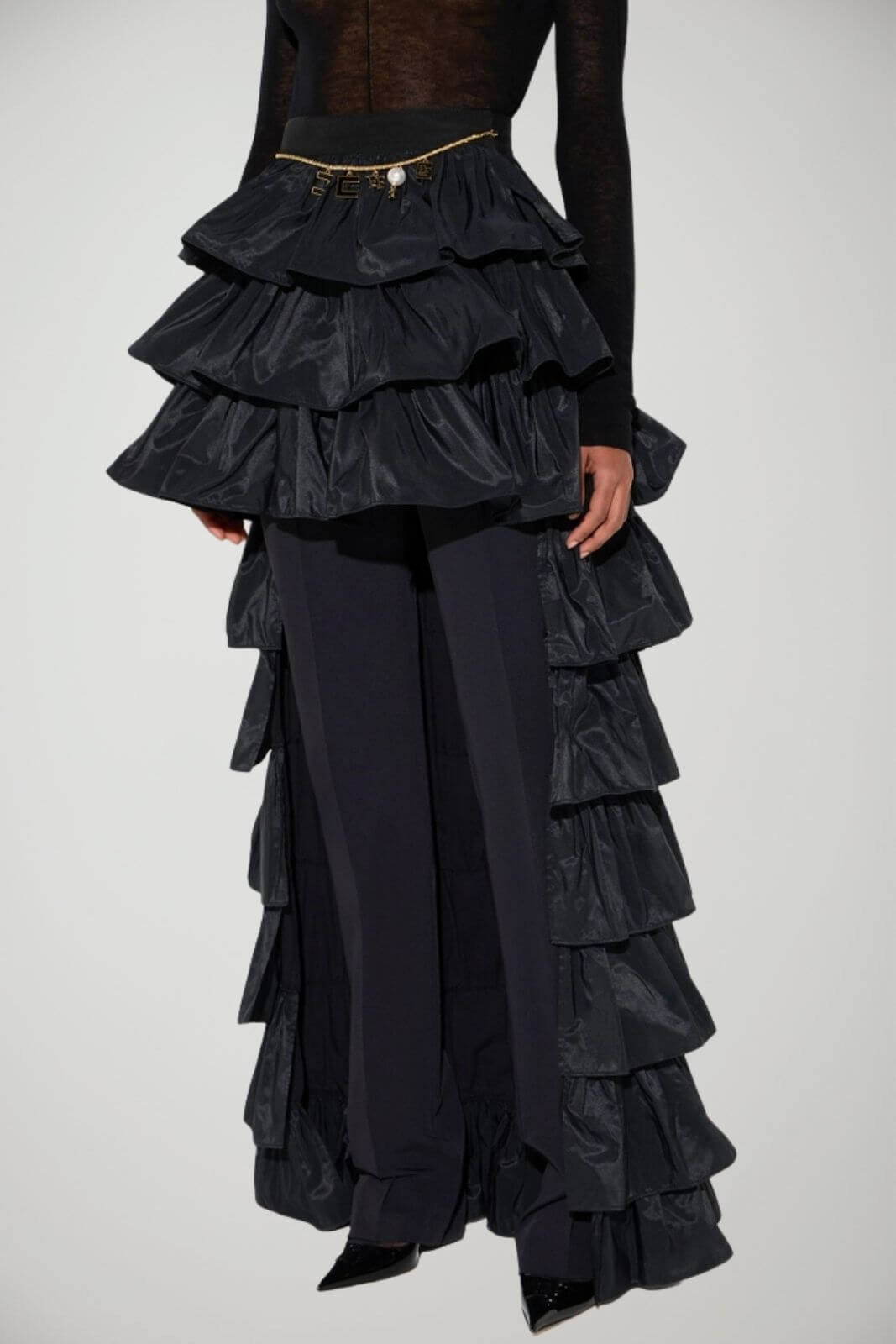 Elisabetta Franchi Gonna in taffetà con balze
