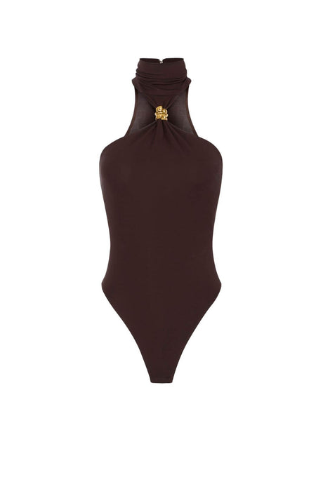 Elisabetta Franchi Body Donna scollo americano con accessorio gioiello
